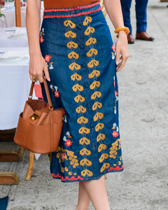 EJ Frannie Skirt in Denim Embroidery