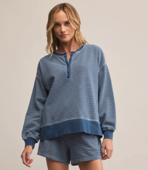 Apollo Striped Sweatshirt in Vintage Indigo