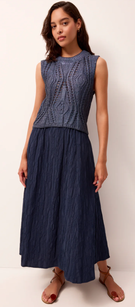 Sasha Ankle Skirt in Naval