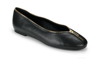 Ziva Ballet Flat with Zipper Detail in Black