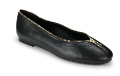 Ziva Ballet Flat with Zipper Detail in Black