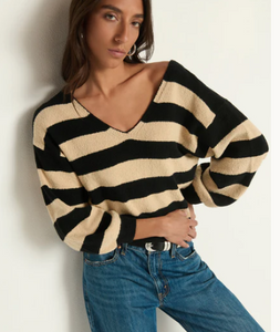 Carmine Pullover Sweater in Butterscotch Stripe