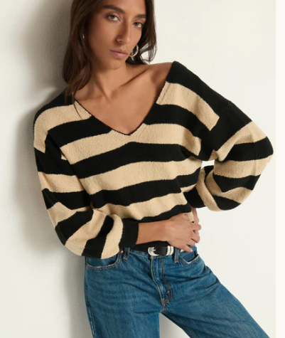 Carmine Pullover Sweater in Butterscotch Stripe