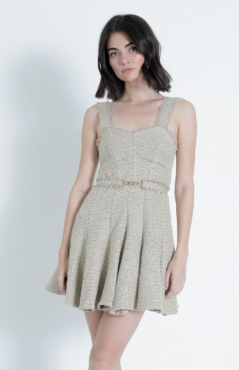 KG34027P Amelia Tweed Mini Dress in Gold
