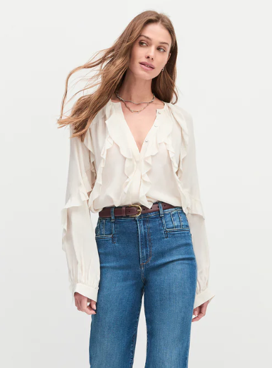 Fd45fcpvrt1113 Because Of You Ruffle Top in Ivory