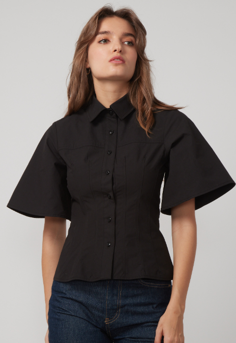 Gf484cps Carine Bell Sleeve Top in Black