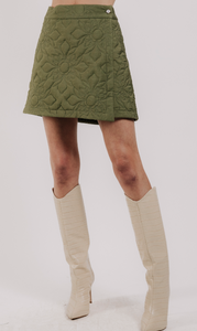 L2508-8071 Melanie Quilted Skirt in Olive