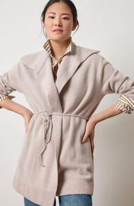 Lppa3081 Notch Collar Open Cardigan in Quartz