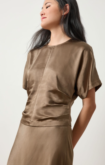 Lppa3099 Satin Dolman Sleeve Top in Parsley