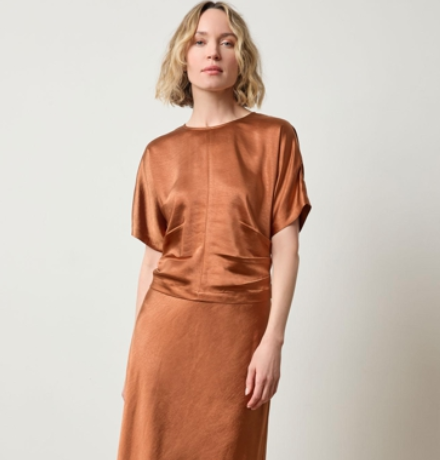 Lppa3099 Satin Dolman Sleeve Top in Copper