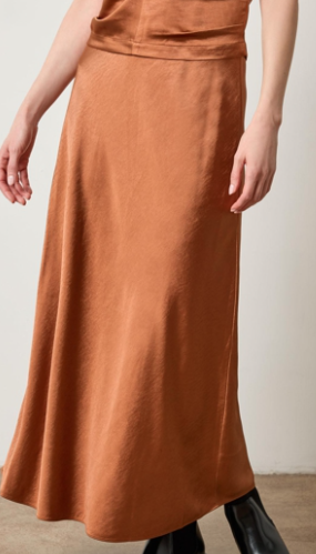Lppa3100 Satin Bias Cut Skirt in Copper