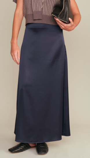 D2557D Marcus Satin Skirt in Navy