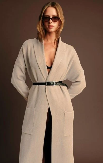 D9310D Chandler Long Cardigan in Ecru