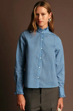 Load image into Gallery viewer, D40594D Oscar Ruffle Collar Shirt in Stripe
