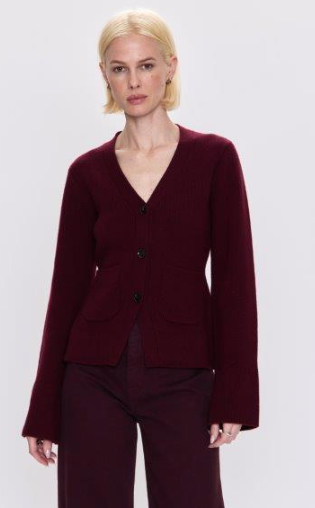 Aeron Vneck Cardigan in Claret