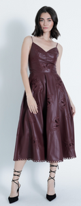 Kg51041 Gloria Vegan Leather Midi Dress in Malbec