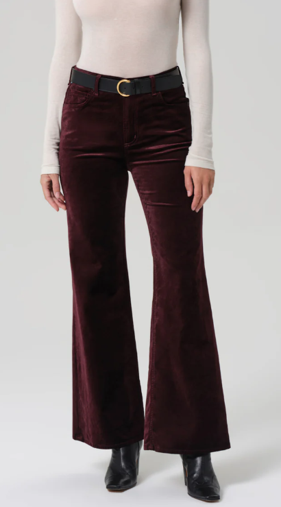 Kimberly Flare in Burgundy Velvet