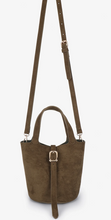 Load image into Gallery viewer, Joya Mini Vegan Suede Bucket Bag in Olive
