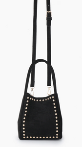 Hollace Studded Vegan Suede Mini Tote in Black