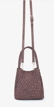 Load image into Gallery viewer, Hollace Vegan Woven Suede Mini Tote in Choclate
