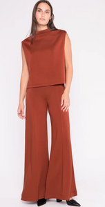 Scuba Cowl Neck Top in Rust