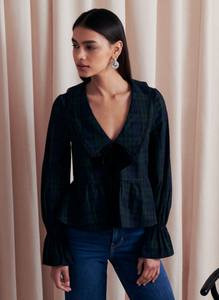 Yule Plaid Top in Forest Green