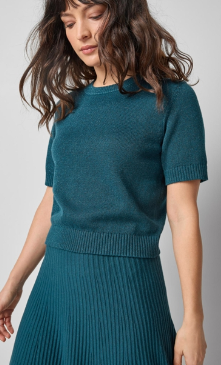 Lppa3207 Short Sleeve Sparkle Sweater in Deep Sea