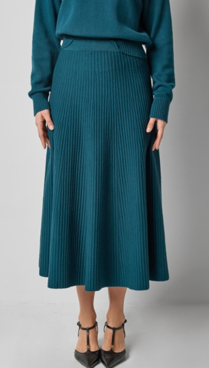 Lppa3209 Flared Knit Skirt in Deep Sea