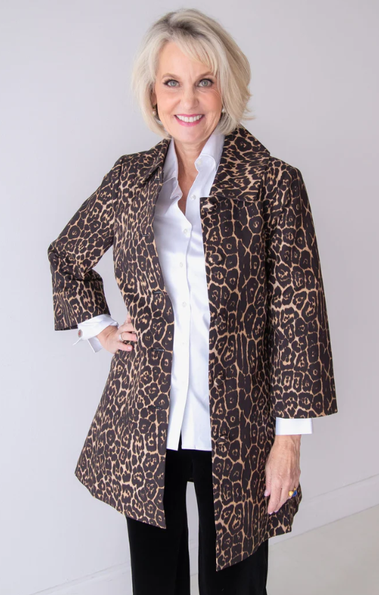 Millie Leopard Trench Coat in Starry Night