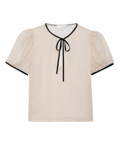 Load image into Gallery viewer, Tie Puff Sleeve Blouse in Ecru Multi
