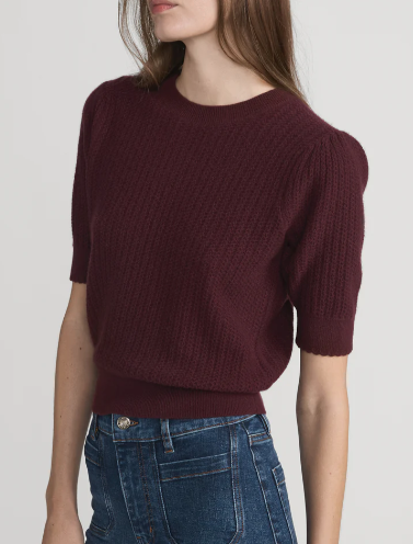 The Chain Pointelle Sweater in Cabernet