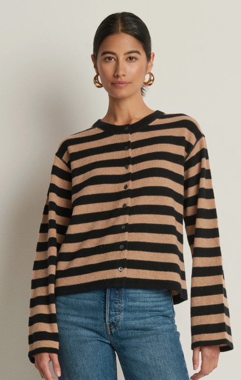 Rosetta Cardigan in Rugby Cocoa Stripe
