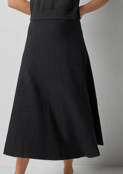 Flared Knit Skirt in Black