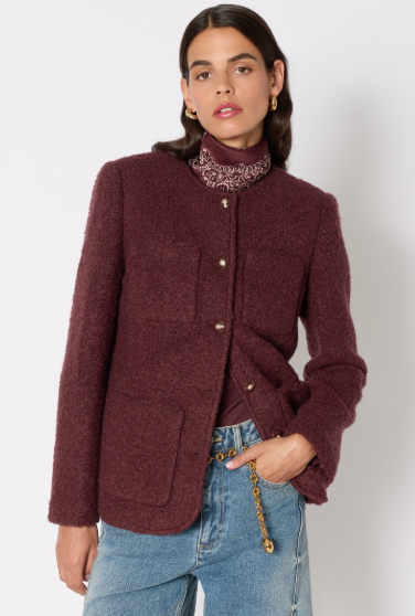 Verona Tweed Jacket in Burgundy
