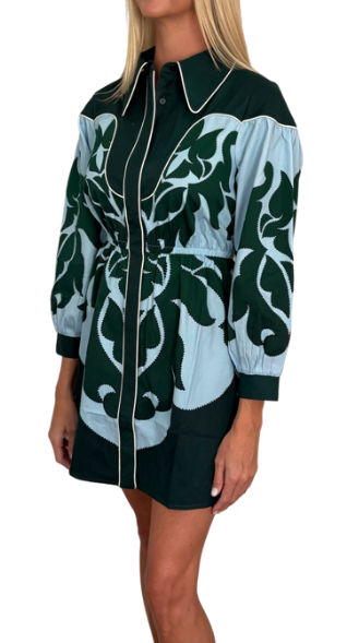 AC Zelle Longsleeve Dress in Blue Lagoon