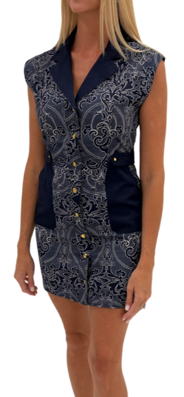 AC Chris Sleeveless Dress in Navy Lace