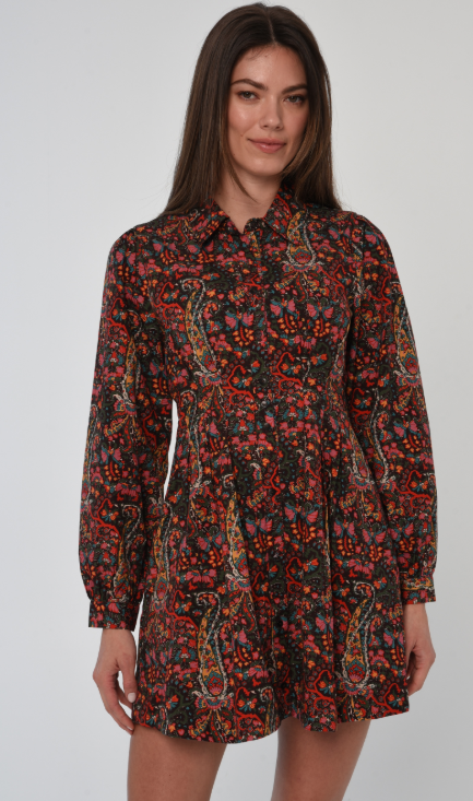 LTL Marta Long Sleeve Printed Dress in Harlequin Print