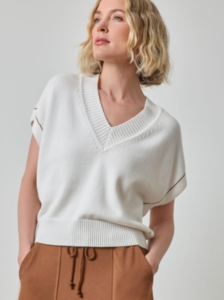 LP Vneck Wedge Sweater in White