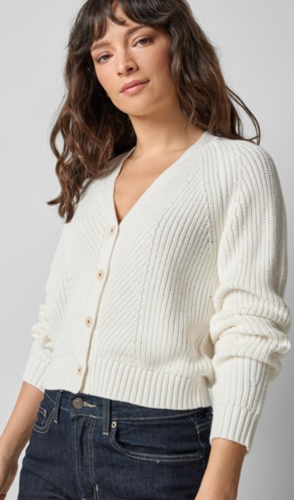 LP Shrunken Vneck Cardigan in White