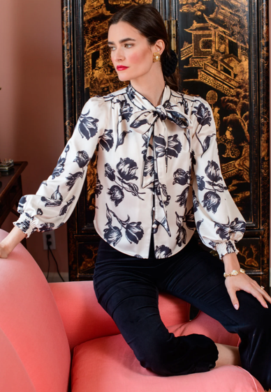 EJ Brit Bow Blouse in Snow Tulip
