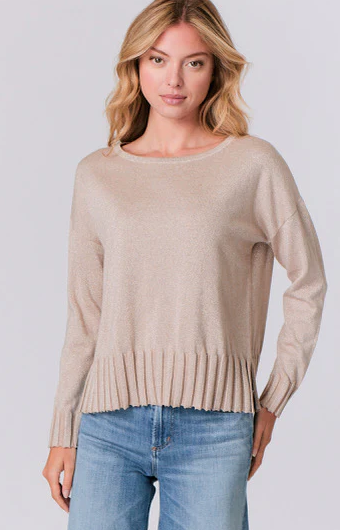 JS Shimmer Long Sleeve Sweater in Cappuccino