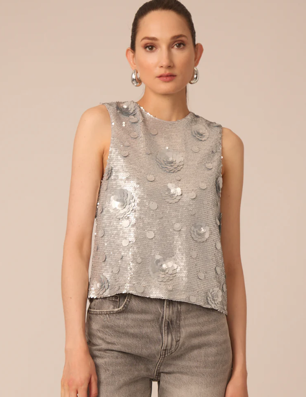GF Sequin Piper Tank in Silver