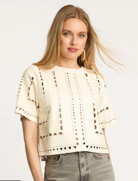 Anisa Vegan Leather Top in Antique White