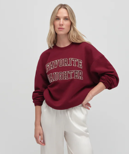 FD Collegiate Embroidery Sweatshirt in Vino/Velvet Stone