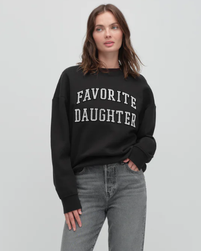 FD Collegiate Embroidered Sweatshirt in Black/Velvet White