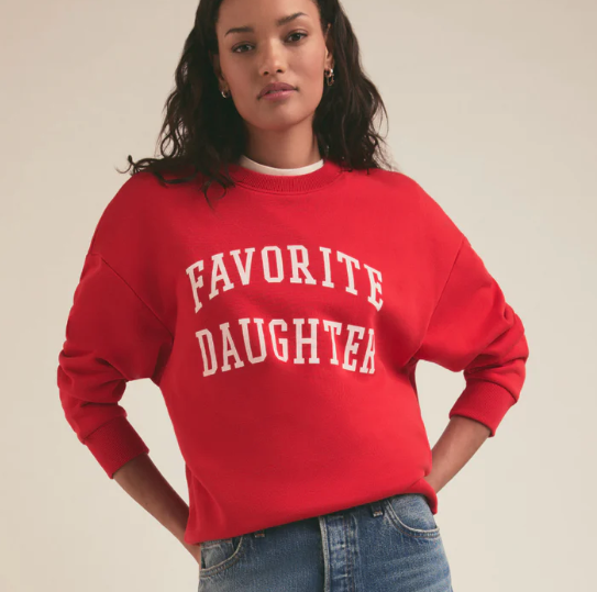FD Collegiate Sweatshirt in Haute Rouge/White