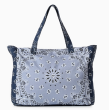 Load image into Gallery viewer, Bandana Tote Bag in Light Blue/Navy
