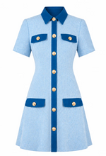 Load image into Gallery viewer, Farrow Two Tone Short Dress in Blue
