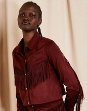 Load image into Gallery viewer, Bonnie Fringe Jacket in Mulled Wine
