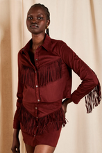 Load image into Gallery viewer, Bonnie Fringe Skirt in Mulled Wine
